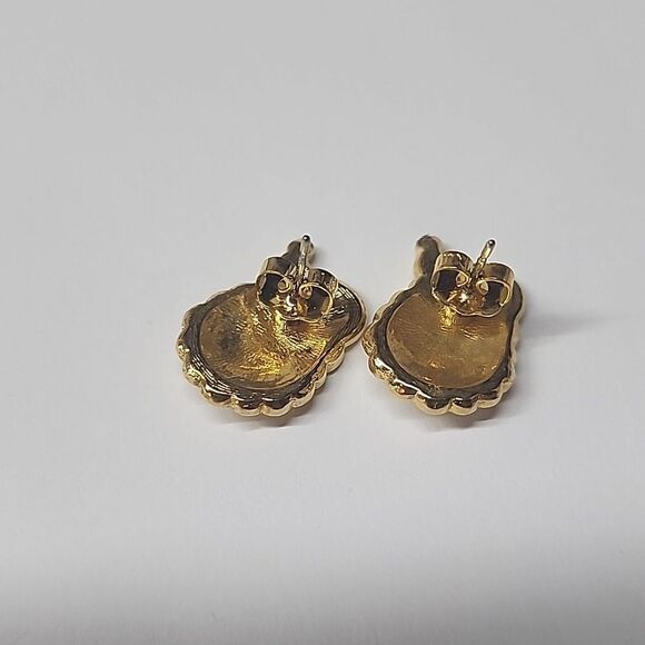 Santa Claus Gold and Red Earrings - Picture 2 of 2